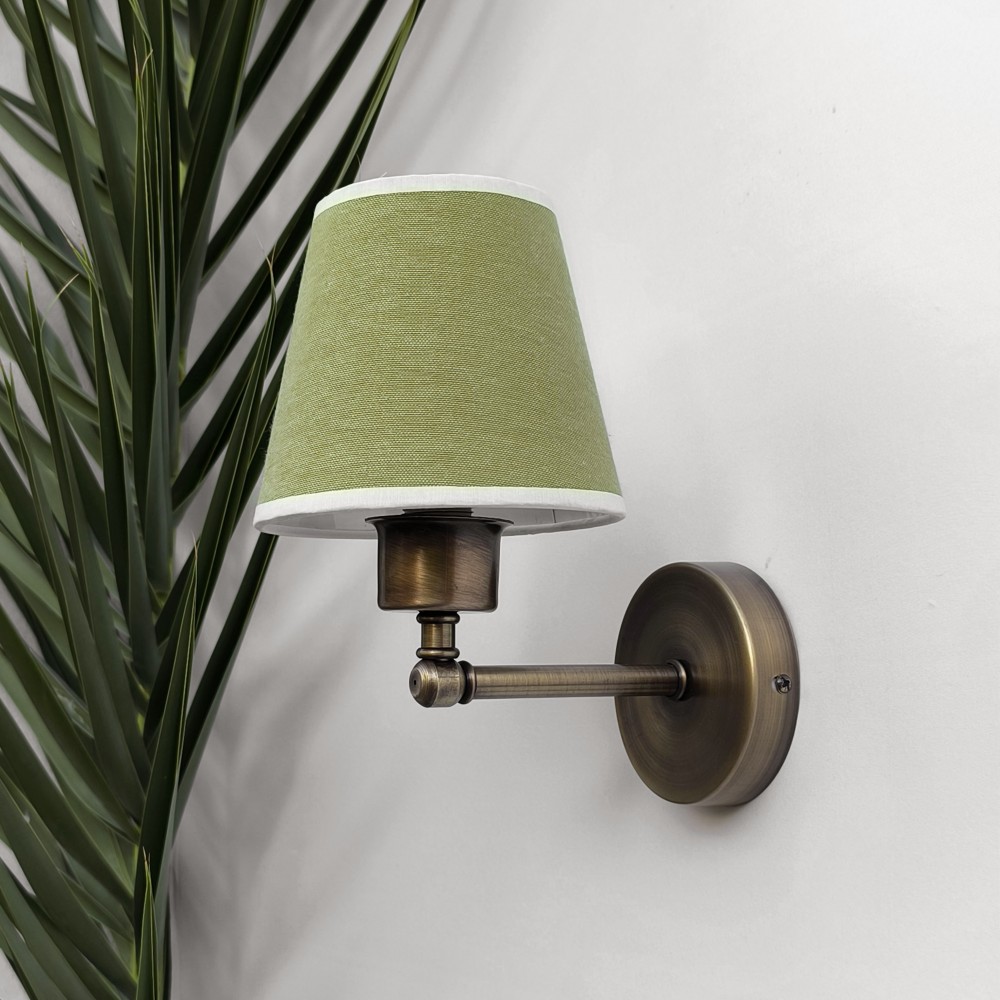 Mini Glow Vintage Gold Duvar Apliği Haki Yeşil Başlıklı Krem Biyeli