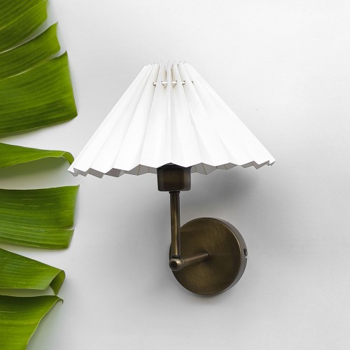 Pleat Glow Vintage Gold Duvar Apliği – Pileli Krem Başlıklı