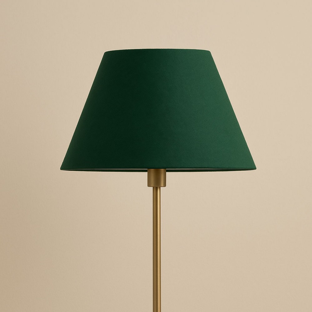 Yeşil Konik Keten Abajur & Lambader Başlığı – El Yapımı, Şık ve Çok Amaçlı