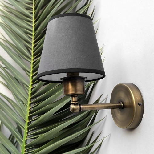 Mini Glow Vintage Gold Duvar Apliği Gri Başlıklı Siyah Biyeli