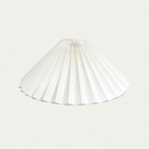 Pleated Perfection Koleksiyonu – El Yapımı Pileli Abajur-Lambader Şapkası, 45 cm Düz Krem Kumaş