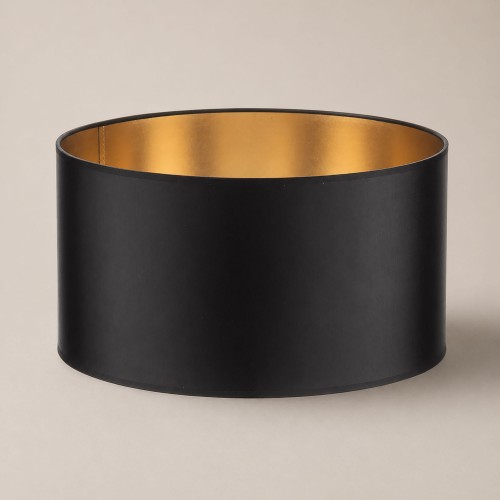 Gold Kaplamalı Siyah Silindir Abajur & Lambader Başlığı – El Yapımı, Şık ve Zarif Işık Yansıması (Farklı Boyut Seçenekleri)