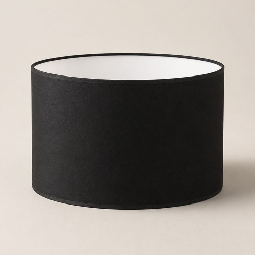 Siyah Kumaş Silindir Abajur ve Lambader Başlığı (Farklı Boyut Seçenekleri)