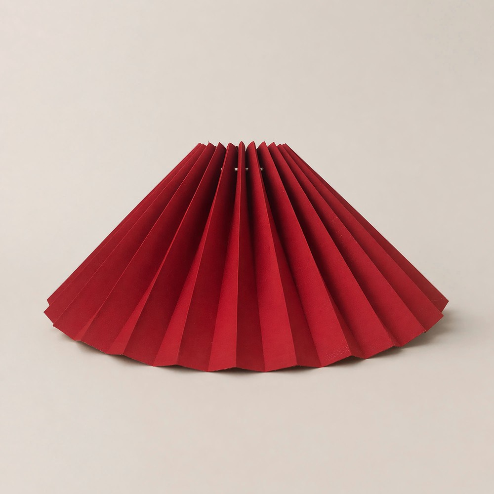 Bordo pileli abajur şapkası gold iç kaplama 45 cm lambader başlığı