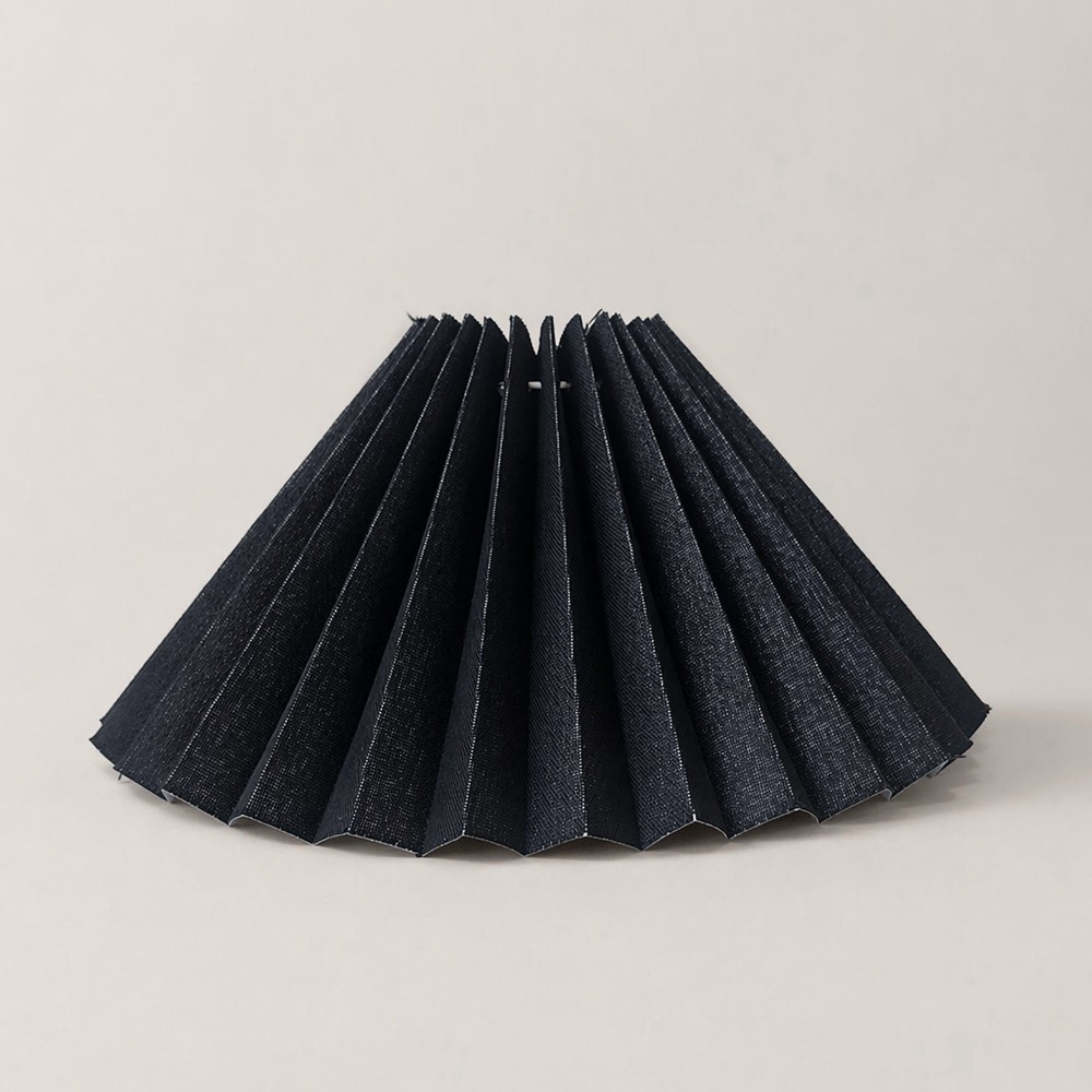 Siyah hasır dokulu pileli abajur şapkası lambader başlığı modern dekoratif