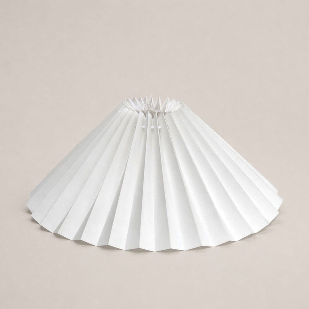 Düz krem kumaş pileli el yapımı abajur & lambader şapkası – 45 cm